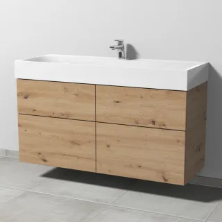 Sanipa 3way Waschtischunterbau zu Kaldewei Silenio Waschtisch mit 4 Auszügen, Eiche Natural-Touch SM45785