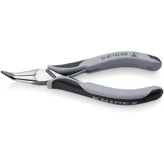 KNIPEX Elektronik-Greifzange ESD mit durchgestecktem Gelenk spiegelpoliert 145 mm - 3582145ESD