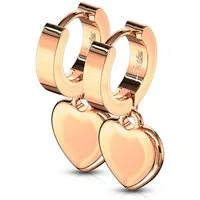 BUNGSA Creolen-Set Creolen mit Herzanhänger rosegold aus Edelstahl Damen (1 Paar (2 Stück), 2-tlg), Ohrschmuck Ohrringe