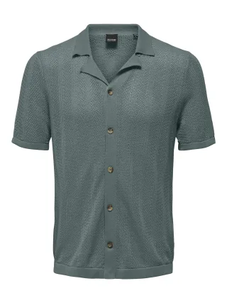ONLY&SONS - ONSDIEGO REG 12 SS RESORT SHIRT KNIT balsam green - Gr. - L