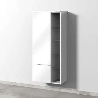 Sanipa 3way Stauraumschrank mit 1 Tür, 1 Auszug und offenen Fächern, Weiß-Glanz SF18278