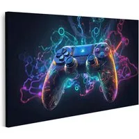 islandburner Leinwandbild Leuchtendes Neonlicht Gamepad Ki Erzeugt Bilder