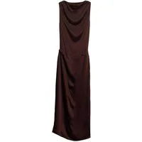 Bhoem Midikleid BHOEM Drapiertes ärmelloses Satin-Midikleid, braun (1-tlg)