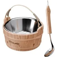 Dewello Sauna-Aufgussset Dewello Saunaeimer inkl. Kelle mit Edelstahleinsatz (Fassungsvermögen ca. 3 Liter, 2-tlg., Edelstahleinsatz für den optimalen Saunagang) Edelstahleinsatz