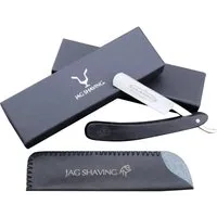JAG SHAVING Rasiermesser Rasierhobel mit Lederetui für Friseure in Schwarz, Rasierer mit Hüllenset, 1-tlg., Professioneller Rasierer für den Friseursalon