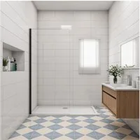 Duschparadies Duschwand 8mm EasyClean Klarglas ESG Sicherheitsglas Walk in Duschtrennwand, Einscheibensicherheitsglas, (Set), NanoGlas