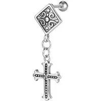 Firetti Single-Ohrstecker Schmuck Geschenk Ohrschmuck einzeln Kreuz, mit Zirkonia (synth)
