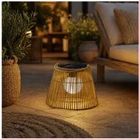 MARELIDA LED Laterne LED Solar Laterne Hängeleuchte in Rattanoptik Solarleuchte natur, LED Classic, warmweiß (2100K bis 3000K)