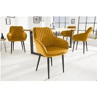 riess-ambiente Polsterstuhl TURIN senfgelb / schwarz (Einzelartikel, 1 St), Esszimmer · Samt · Metall · mit Armlehne · Retro Design