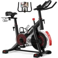 JOROTO Fitnessbike Fitnessbike Heimtrainer mit App LCD-Monitor Tablet- & Getränkehalter, 6 Gang