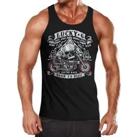 MoonWorks Tanktop Herren Tanktop Tank Top - Biker T-Shirt Lucky 6 Totenkopf Pik mit Print