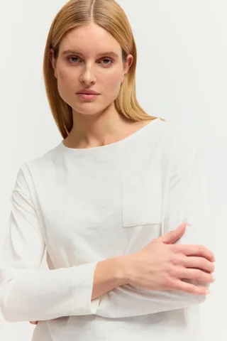 THE FASHION PEOPLE - Longsleeve with chest pocket warm white - Gr. - S