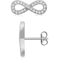 Firetti Paar Ohrstecker Schmuck Geschenk Silber 925 Ohrschmuck Infinity Unendlichkeit Schleife, mit Zirkonia (synth)