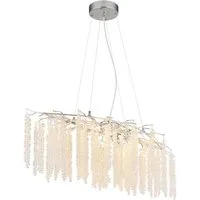 GLOBO LIGHTING Pendelleuchte, Leuchtmittel nicht inklusive, Luster Metall verchromt mit Kunststoffkristallen klar H120cm
