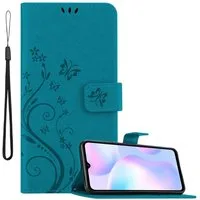 Cadorabo Handyhülle für Xiaomi RedMi 9A / RedMi 9AT Hülle Xiaomi RedMi 9A / RedMi 9AT, Hülle Schutzhülle Blumen Flower mit Standfunktion Kartenfach Magnet