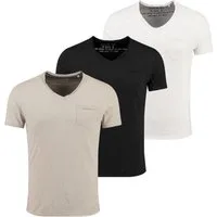 Key Largo T-Shirt Water vintage Look uni Basic MT00780 V-Ausschnitt unifarben kurzarm slim fit