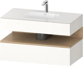 Duravit Qatego Einbauwaschtisch mit Konsolenwaschtischunterbau Weiß Hochglanz 1000x550x600 mm - QA47 QA4786030220000