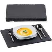relaxdays Servierplatte Schieferplatte 30x40 cm 6er Set, Schiefer