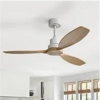 Sofucor Deckenventilator mit Massivholzflügeln, ohne Licht, 132cm Deckenlüfter, 6 Geschwindigkeitsstufen, Fernbedienung