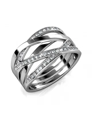 Criss Cross Ring - Silber und Kristall