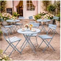 HTI-Living Garten-Essgruppe Sitzgruppe Metall Blau Bistro Set Tisch und 2 Stühlen Balkon Terrasse, (Set, 3-tlg., 1 Tisch 2 Stühle), Sitzgruppe Essgruppe Balkonset