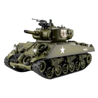 021 1/18 2.4G American Sherman M4A3 RC Tank Models Simulation Smoke Effects LED Lights for Children Toys
