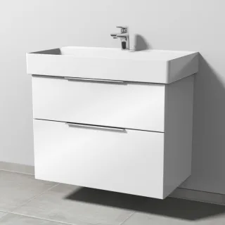Sanipa 3way Waschtischunterbau zu Duravit Dura Square Waschtisch mit 2 Auszügen, Weiß-Glanz UF42878