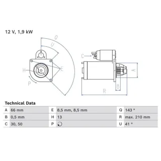 Bosch Anlasser 1,9 kW BMW 2er X1 Mini Mini 0986025040