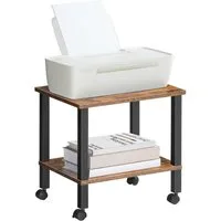 Hoobro Druckertisch mit Rollen (2 Ebenen Druckerwagen 38x28x38 cm, Druckerständer aus Holzspanplatte), platzsparendes Büroregal unter Schreibtisch