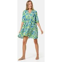 Rayshyne Tunikakleid PM-31 (Sommerkleid Jersey Strandkleid mit Muster in Einheitsgröße)