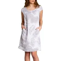 Caspar Sommerkleid SKL027 knielanges elegantes Damen Sommer Leinenkleid Luftig leicht, figurumspielende Form, mit seitlichem Jersey-Einsatz