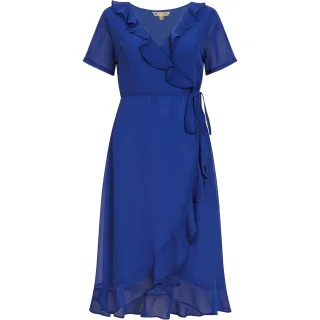 Yumi - Wickelkleid für Damen, V-Ausschnitt (Blau)