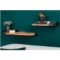 riess-ambiente Wandregal PURE NATURE 60cm schwarz / natur, Set 2-tlg., Wohnzimmer · Massivholz · Metall · handmade · Modern Design