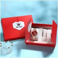 OLEVS Quarzuhr Damenuhr Olevs Roségold Herz Quarz Geschenkset mit Armband