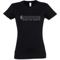 Urban Backwoods Print-Shirt Enjoy The Silence Damen T-Shirt Musiker Club Techno DJ Djane Audio (1-tlg) Stille Music Fun Music