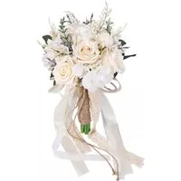 Kunstblume Kunstblumenstrauß Brautsträuße für Braut und Brautjungfern, Agger, künstliche weiße Champagnerrosen, Hochzeitsdekoration