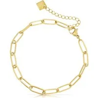 Made by Nami Edelstahlarmband Damen Gold im Paperclip-Stil aus Edelstahl 16 + 4 cm Länge, Wasserfester Schmuck Geschenk Freundin