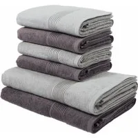OTTO home Handtuch Set Anna, 2 Duschtücher 70x140, 4 Handtücher 50x100, Walkfrottee (Set, 6-St), Handtuch-Set, gestreifte Bordüre, weich, 100% Baumwolle, zweifarbig