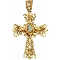 Firetti Kreuzanhänger Schmuck Geschenk Gold 375 Halsschmuck Anhänger Halskette Kreuz, mit Opal