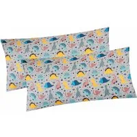 Heubergshop Kissenbezug, (2 Stück), 2er Set 40x80cm Dinos Dinosaurier Kinder Baby (KY-Dino-Grau-40x80)