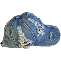 Einkaufszauber Schirmmütze Echte Jeans Baseball Cap Schirmmütze mit Risse hellblau
