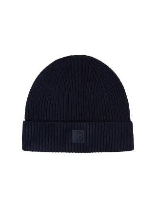 Tom Tailor - Beanie aus Rippenstrick knitted navy melange - Gr. - OS