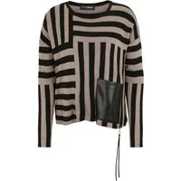 Doris Streich Strickpullover mit Patch aus Lederimitat