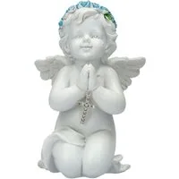Figuren Shop GmbH Fantasy-Figur Engel Figur – Kreuz Statue Putte Andenken Dekofigur 12 cm Dekoration