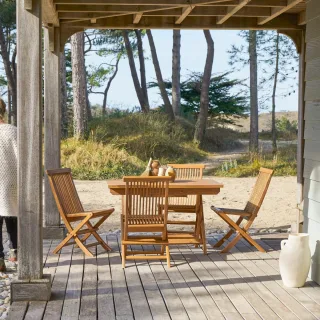Outdoor Sitzgruppe aus Akazienholz Capri 120 4 Stühle