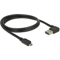 EASY-USB 2.0 Kabel, USB-A Stecker > Micro-USB Stecker 90° schwarz, 1 Meter, rechts / links abgewinkelt, beidseitig verwendbar