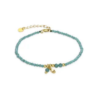 Luxenter Armband aus 925er Sterlingsilber und grünem Kristall in 18k Gelbgold - Bialak