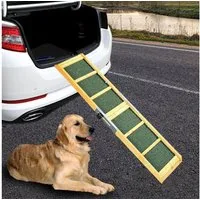 Melko Hunderampe Hunderampe Autorampe PKW Hundetreppe Tiertreppe Klapprampe Petwalk (Stück, 1-St., Rampe), Vorimprägniertes Fichtenholz und Asphaltmatte
