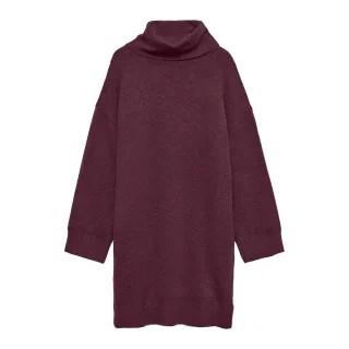 Vero Moda - Strickkleid für Damen, Rollkragen, Jerseyware (Weinrot)
