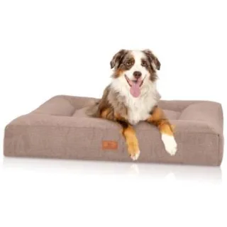 Knuffelwuff orthopädisches Hundebett aus Velours mit Handwebcharakter Sofia beige XL